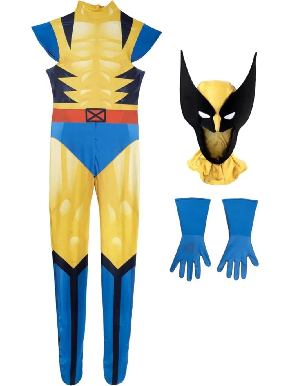Deluxe Adult Wolverine Halloween Costume - Stretch Spandex Suit with Gloves